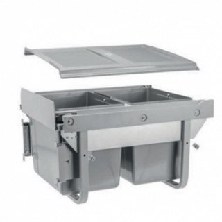 Kosz na śmieci 2x15l -niski do szafki 450 mm