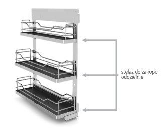 Półka kosza bocznego pełne dno 150 mm lakierowane srebro
