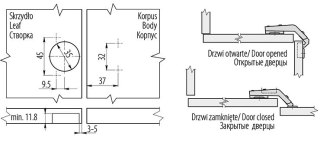Zawias uzupełniający kątowy 135°