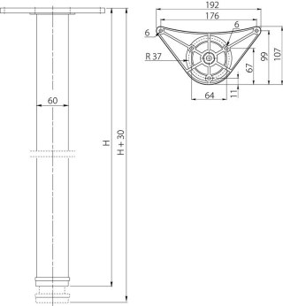 Noga pokrycie aluminium 710x60