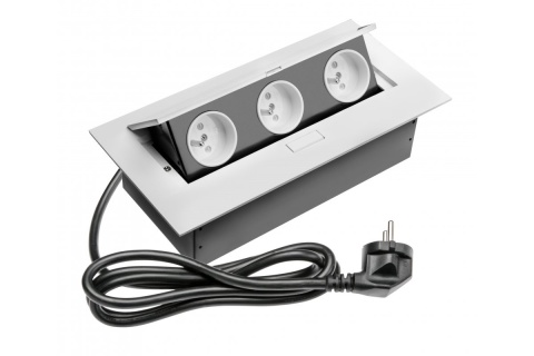Przedłużacz biurkowy 3xgniazdo,kabel z wtyczką biały