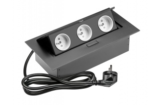 Przedłużacz biurkowy 3xgniazdo,kabel z wtyczką czarny