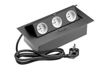 Przedłużacz biurkowy 3xgniazdo,kabel z wtyczką czarny