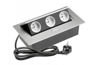 Przedłużacz biurkowy 3xgniazdo,kabel z wtyczką aluminium