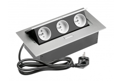Przedłużacz biurkowy 3xgniazdo,kabel z wtyczką aluminium