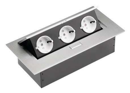 Przedłużacz biurkowy 3x gniazdo shucko aluminium