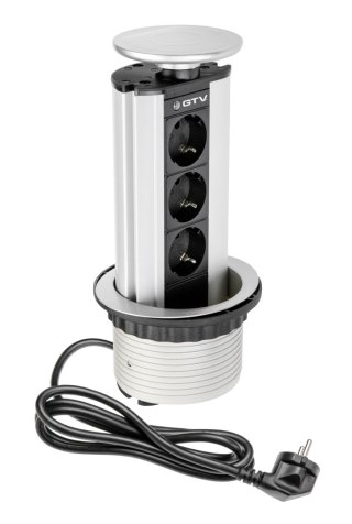 Przedłużacz biurkowy wpuszczany 3x schuko srebrny