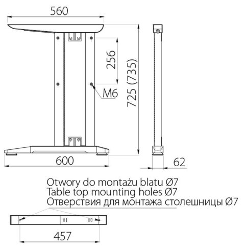 Stelaż do biurka GTV 720x60