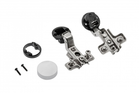 Zawias wpuszczany do szkła + zaślepka owalna