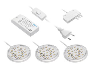 LED zestaw LUGO oczka biały zimny - chrom