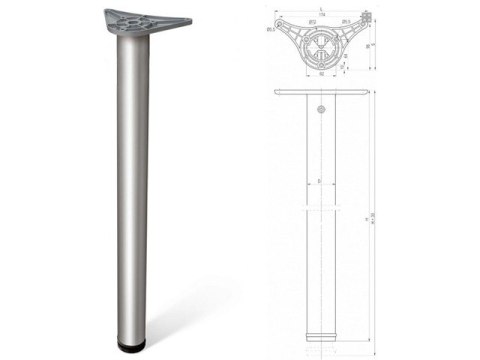 Noga meblowa A6 aluminium 1100x60 mm z mocowaniem DRT