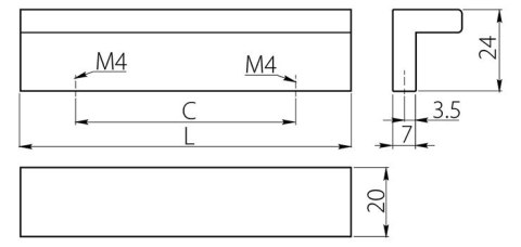 Uchwyt meblowy AA-03 192 mm aluminium