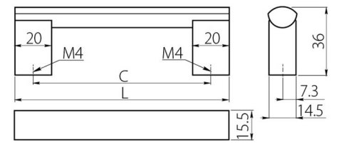 Uchwyt meblowy AA-04 256 mm aluminium