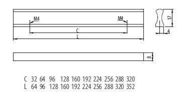 Uchwyt meblowy AA-07 160 mm aluminium