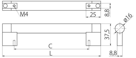 Uchwyt meblowy ELBA 192 mm inox