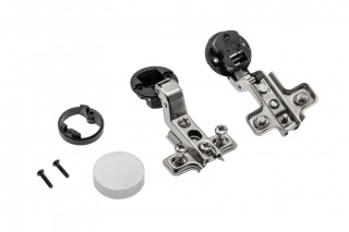 Zawias wpuszczany do szkła + zaślepka okrągła z euro chrom