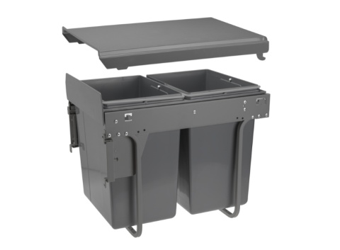 Kosz na śmieci do szafki z mocowania przednim 400mm 2x20l