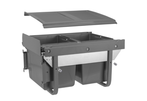 Kosz na śmieci do szafki z mocowania przednim 450mm 2x15l niski