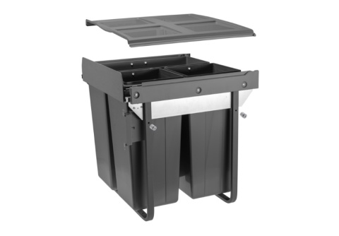 Kosz na śmieci do szafki z mocowania przednim 600mm 34l, 2x17l wysoki