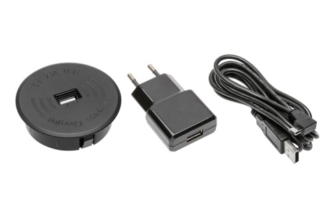 Zestaw ładowarka bezprzewodowa z USB czarna z zasilaczem