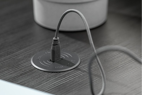 Zestaw ładowarka bezprzewodowa z USB czarna z zasilaczem